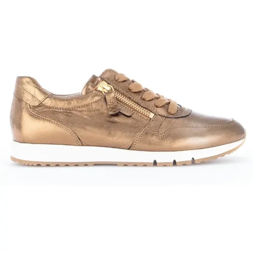 Goldene Ledersneakers , Damen, Größe: 35 1/2 EU - Gabor - Modalova