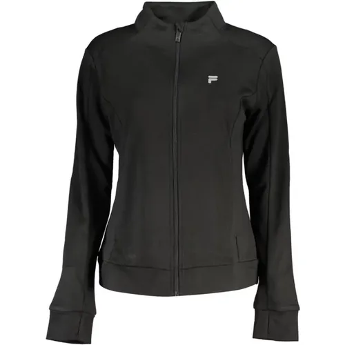 Schwarzer Langarm-Sweatshirt mit Reißverschluss , Damen, Größe: L - Fila - Modalova