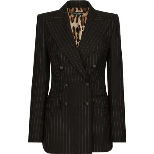 Striped Double-Breasted Blazer , female, Sizes: S - Dolce & Gabbana - Modalova
