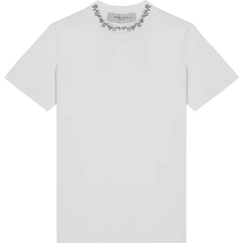 Kurzarm Rundhals T-Shirt , Damen, Größe: M - Golden Goose - Modalova