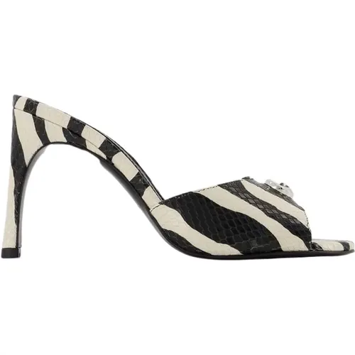 Zebra Print Logo Mules , female, Sizes: 4 UK, 6 UK, 5 UK - Coperni - Modalova