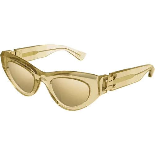 Hellbraune/Bronze Sonnenbrille , Damen, Größe: 49 MM - Bottega Veneta - Modalova