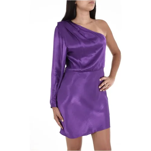 Satin Off-Shoulder Kleid - Violets , Damen, Größe: L - See u soon - Modalova