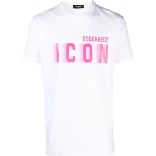 Icon Pink Fluorescent T-Shirt , male, Sizes: 2XL, XL, M - Dsquared2 - Modalova