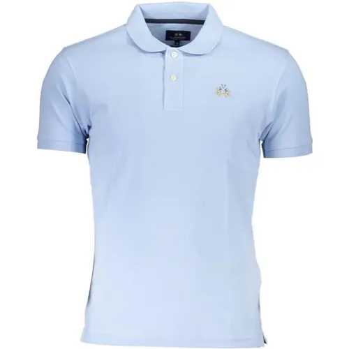 Blaues Baumwoll-Poloshirt Kontrastdetails , Herren, Größe: 2XL - LA MARTINA - Modalova
