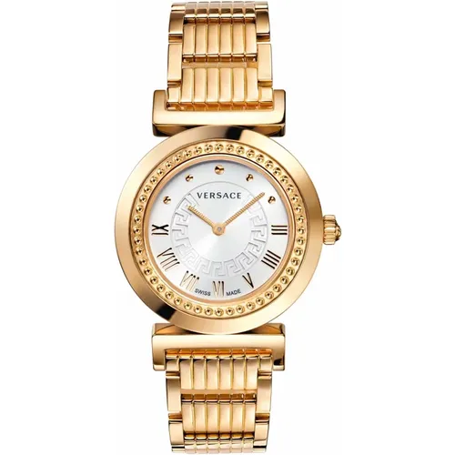 Gold Stahl Damen Uhr Silber Zifferblatt - Versace - Modalova