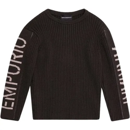 Gerippter Pullover mit Logo auf den Ärmeln - Armani - Modalova