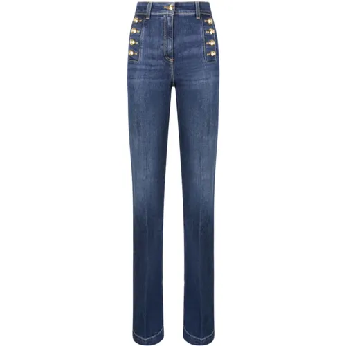 Flared Denim Jeans , Damen, Größe: W28 - Elisabetta Franchi - Modalova