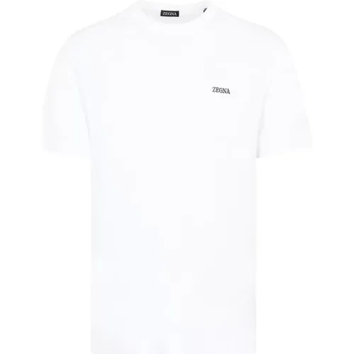 Baumwoll T-Shirt in Optischem Weiß , Herren, Größe: L - Ermenegildo Zegna - Modalova
