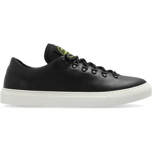 Leather hiking-inspired sneaker with metal details , male, Sizes: 7 UK, 10 UK, 6 UK, 9 UK, 8 UK - Stone Island - Modalova