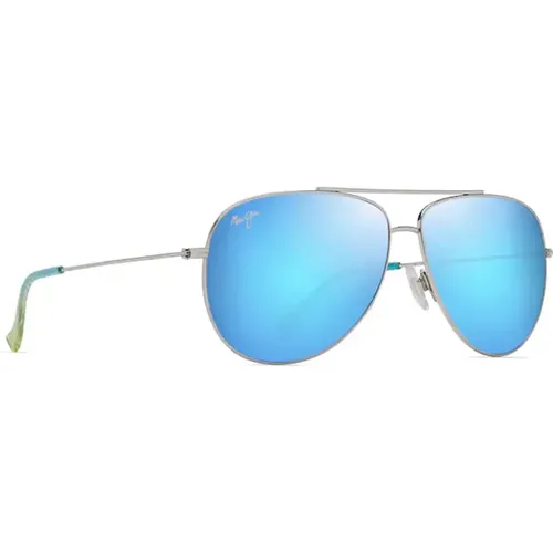 Polarized Mirrored Sunglasses Silver Frame , unisex, Sizes: 62 MM - Maui Jim - Modalova