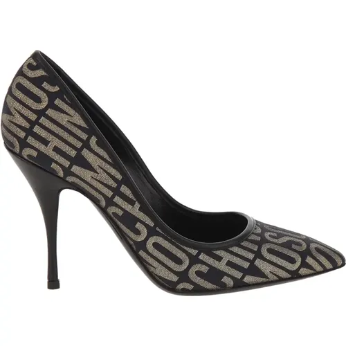 Black and Gold Logo Lurex Pump , female, Sizes: 4 UK, 6 UK, 8 UK, 7 UK, 5 UK - Moschino - Modalova