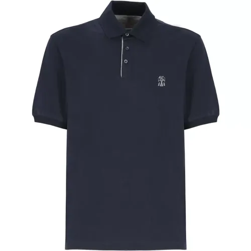 Cotton Polo Shirt with Logo , male, Sizes: L, S, M - BRUNELLO CUCINELLI - Modalova