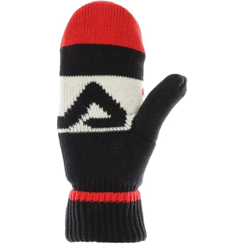 Intarsia Knitted Mens Gloves Black/Red/White , male, Sizes: S/M, L/XL - Fila - Modalova