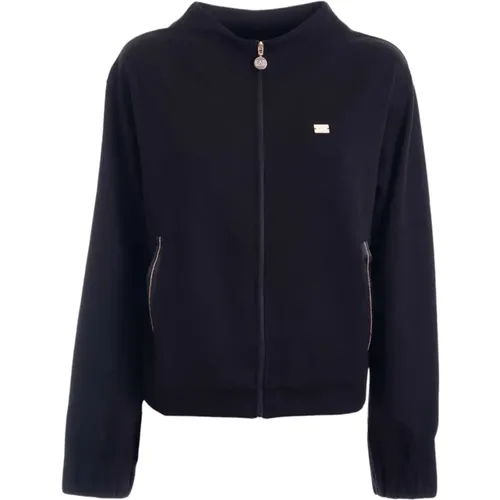 Schwarzer Zip-Sweater 3Dtm31 , Damen, Größe: S - Emporio Armani EA7 - Modalova