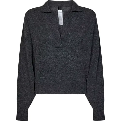 Grey V-Neck Wool Cashmere Sweater , female, Sizes: S, M - pinko - Modalova