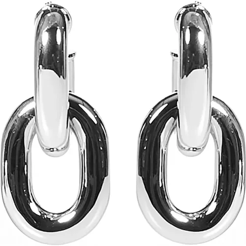 Silver Chain Hoop Earrings , female, Sizes: ONE SIZE - Paco Rabanne - Modalova