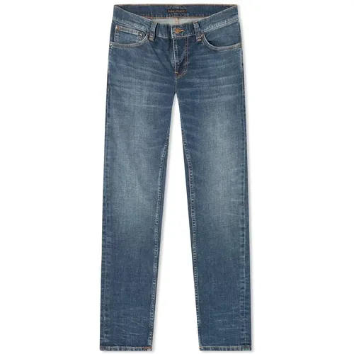 Slim Fit Niedrig geschnittene Stretch-Denim-Jeans , Herren, Größe: W34 - Nudie Jeans - Modalova