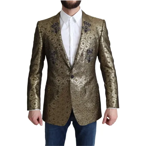 Goldene Kristall Krone Bi Jacquard Blazer Jacke - Dolce & Gabbana - Modalova