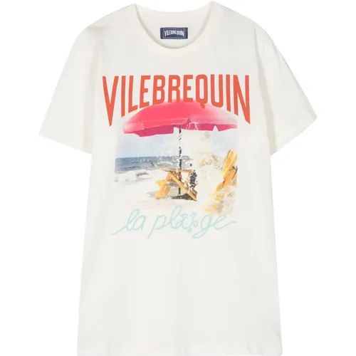Cremeweißes Baumwoll-T-Shirt mit Logo-Print - Vilebrequin - Modalova