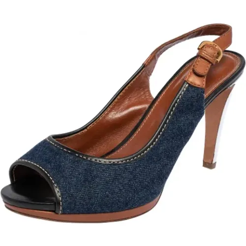 Pre-owned Denim sandals , female, Sizes: 7 UK - Sergio Rossi Pre-owned - Modalova