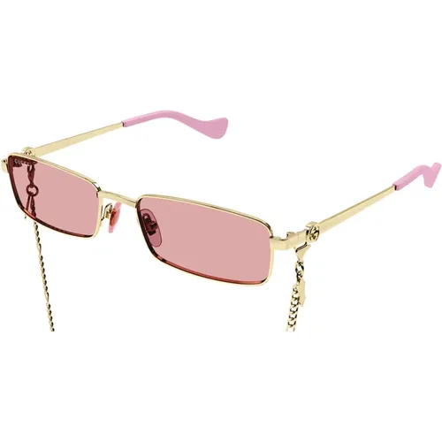 Retro Sunglasses with Chain , female, Sizes: 56 MM - Gucci - Modalova