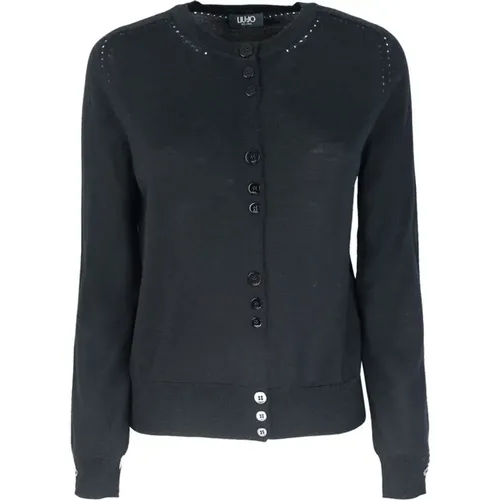 Blauer Woll-Cardigan Pullover , Damen, Größe: XL - Liu Jo - Modalova