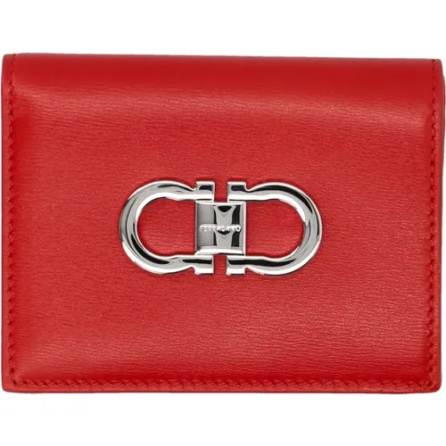 Flame Gancini Compact Wallet , female, Sizes: ONE SIZE - Salvatore Ferragamo - Modalova