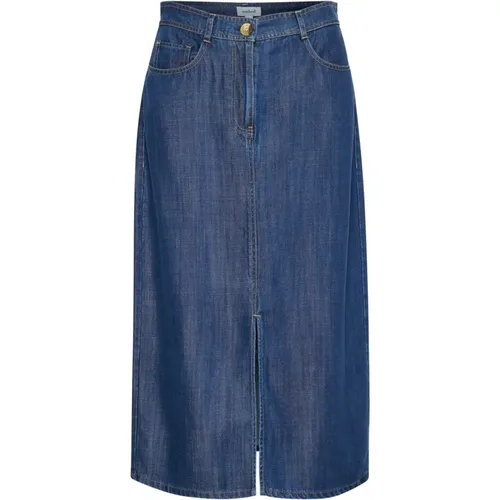 Denim Skirt Dark , female, Sizes: S, XS - Soaked in Luxury - Modalova