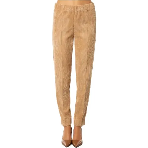 Ribbed Velvet Cigarette Pants - Camel , female, Sizes: XL, XS, L - D.Exterior - Modalova