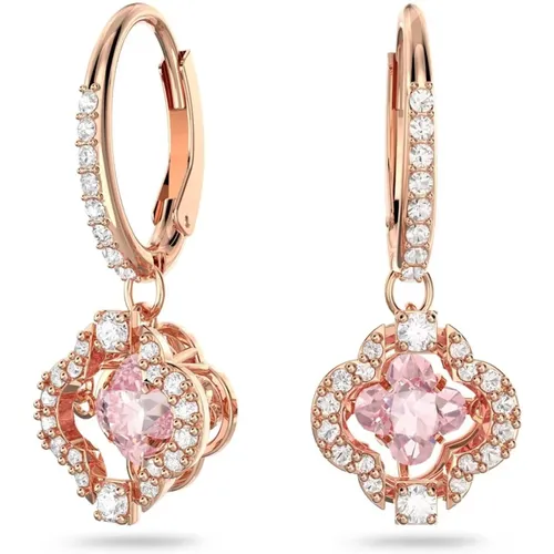 Damen Ohrringe Sparkling Dance Drop-Ohrhänger Glücksklee, Rosa, Roségold-Legierungsschicht 5516477 - Swarovski - Modalova