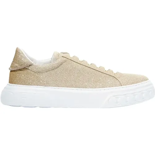 Elegant Leather Sneakers in Gold , female, Sizes: 5 1/2 UK - Casadei - Modalova