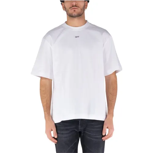 Off , Stamp Skate T-Shirt , male, Sizes: L, M, S, XL - Off White - Modalova