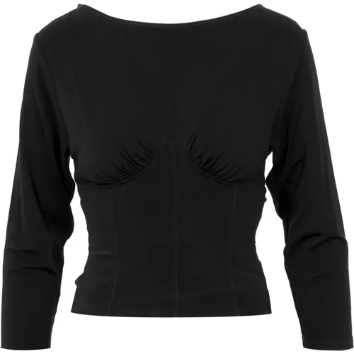 Elegantes Schwarzes Langarm-Top , Damen, Größe: M - Simona Corsellini - Modalova