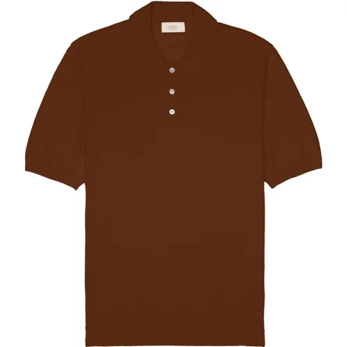 Linen Cotton Tobacco Polo Shirt , male, Sizes: S, XL, M, 2XL, L - Altea - Modalova