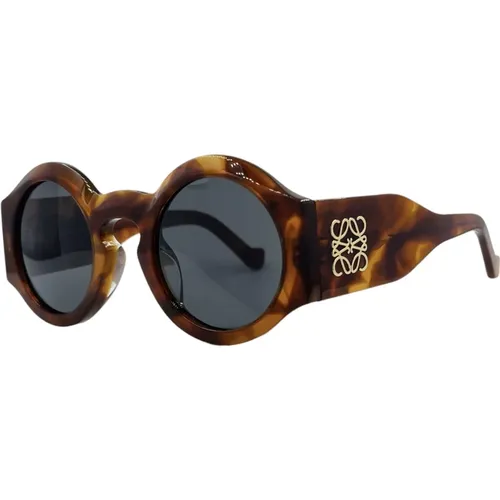 Retro Runde Sonnenbrille in Havana Braun , Damen, Größe: ONE Size - Loewe - Modalova