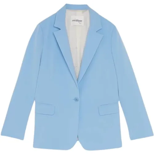 Single-button blazer with tone-on-tone lapel , female, Sizes: M - Ottod'Ame - Modalova