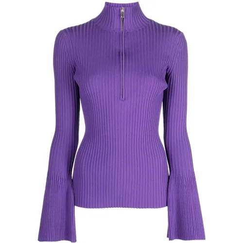 Viscose rib zip sweater , female, Sizes: XS, S, L, M - Proenza Schouler - Modalova