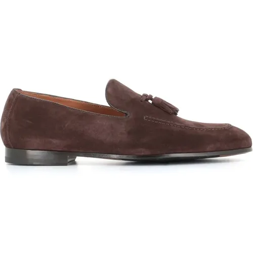 Dark Suede Moccasin with Handcrafted Stitching , male, Sizes: 7 UK, 7 1/2 UK - Doucal's - Modalova