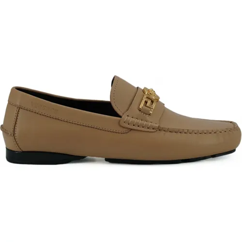 Exquisite Medusa Loafers aus Gold Leder , Herren, Größe: 41 EU - Versace - Modalova