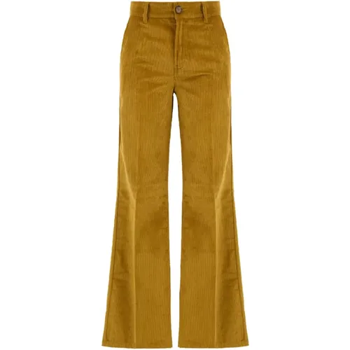 Ochre Trousers for Stylish Attire , female, Sizes: M, XS, S - Attic and Barn - Modalova