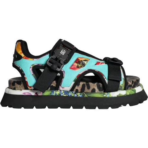 Bunte Patchwork Slide Sandalen - Dolce & Gabbana - Modalova