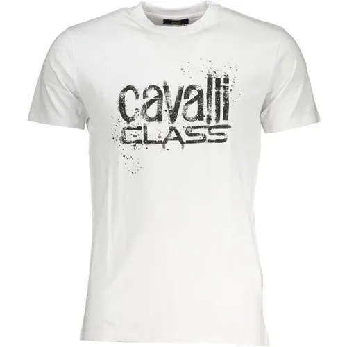 Druck Logo Rundhals T-Shirt , Herren, Größe: XL - Cavalli Class - Modalova