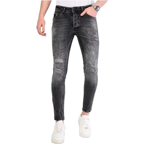 Herren Slim Fit Jeans mit Farbspritzern - 1069 - Local Fanatic - Modalova