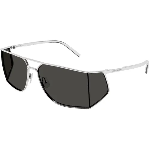 Navigator Sonnenbrille Grau Silber Metall - Saint Laurent - Modalova