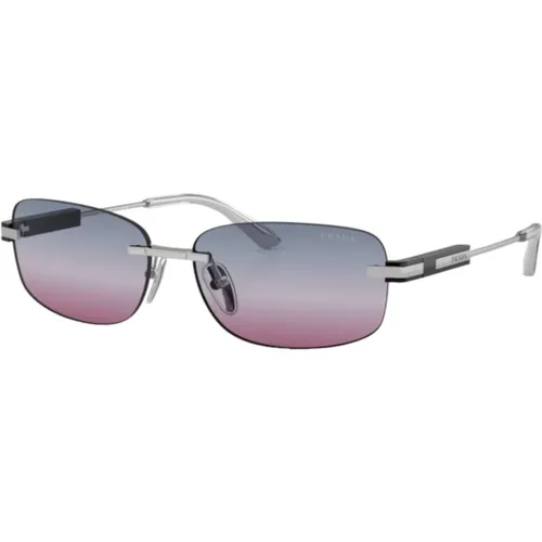 Silver Oval Sungles , male, Sizes: 60 MM - Prada - Modalova