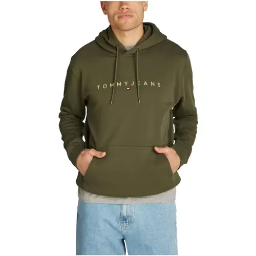 Goldenes Linear Sweatshirt mit Ikonischem Logo , Herren, Größe: S - Tommy Hilfiger - Modalova