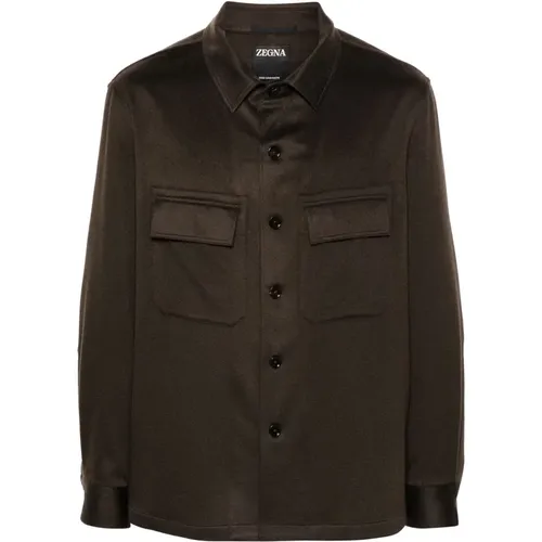 Cashmere Overshirt with Button Closure , male, Sizes: 2XL, L, M, XL - Ermenegildo Zegna - Modalova