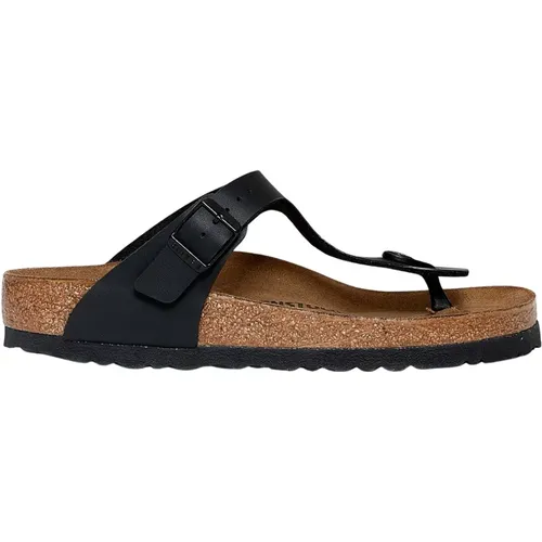 Schwarze Nubuk Sandale mit Korkfußbett , Damen, Größe: 41 EU - Birkenstock - Modalova