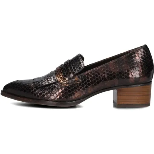 Bronzene Animal-Print-Lederpumps , Damen, Größe: 37 EU - Pertini - Modalova